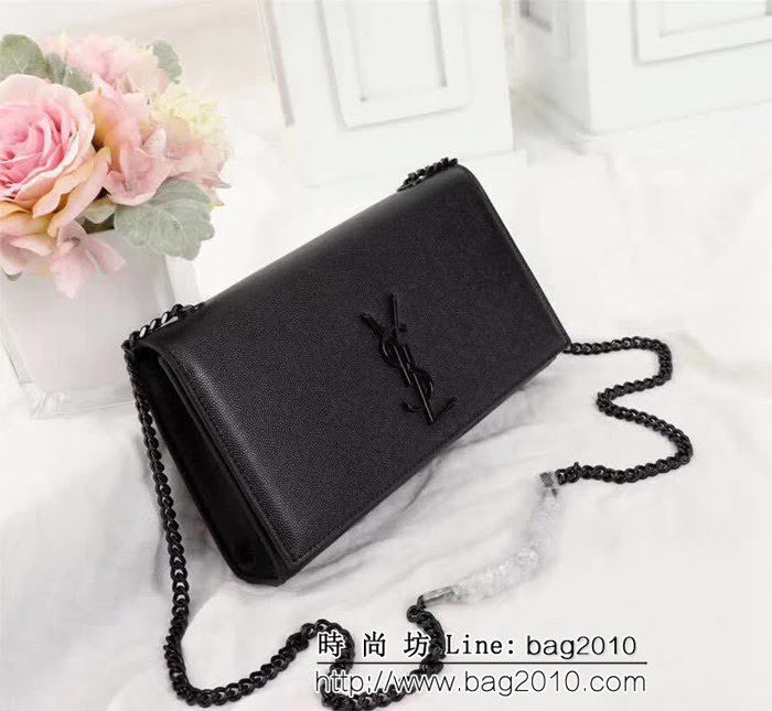 YSL聖羅蘭 原版魚子醬牛皮 翻蓋式 金色鏈條包 26702 YAS1344